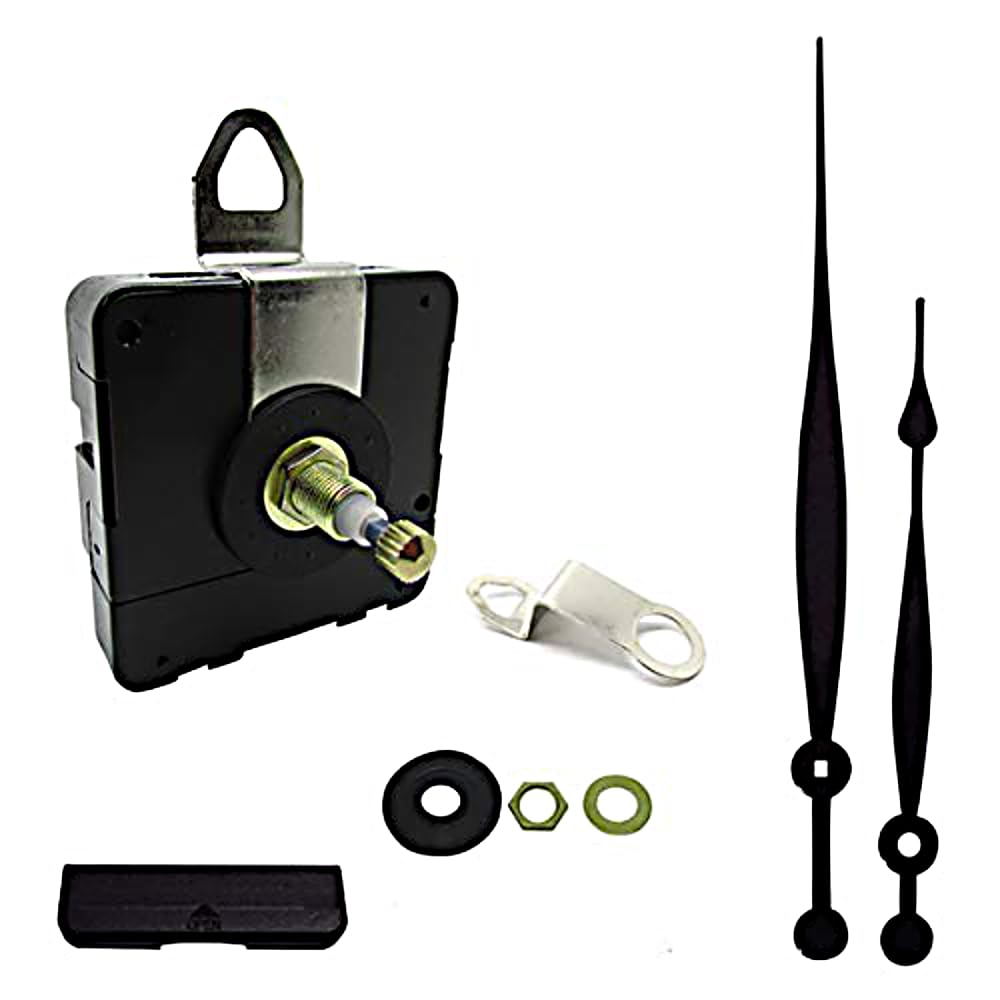 New or Replacement Battery Operated High Torque Silent Japanese Quartz Mechanism Movement Motor Outdoor Wall Clock Long Metal Hands DIY Repair (208mm (A) Black, 30mm Shaft - Non Ticking Sweep)