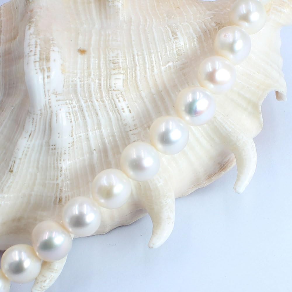 SR BGSJ Jewelry Making Craft Natural 9-10mm AA Nearly Round Freshwater Pearl Loose Jewelry DIY Beads Strand 15" (White)