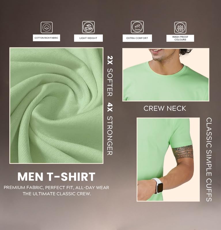 Image of Sleepynuts Men's Regular Fit Round Neck Half Sleeves Solid Casual Wear T-Shirt