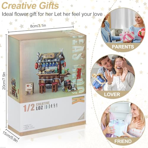 Image of OundarM Japanese Street View Mini Building Blocks Kit- Takoyaki Trolley, Japanese Mini Brand Store Toy for Boys, Girls 6+ (951 Pcs) | Japanese Restaurant Takoyaki Trolley, Creative Cute Store Model Kit, Architecture Construction Toy Gifts (951 Pcs)