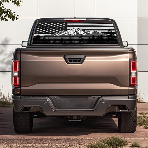 Image of Rear Window Decals for Trucks - 65x17.3 in Back Window American Flag Decals Fit Most Pickup Trucks SUV, Vinyl Back Window Decal Truck Rear Window Graphics for Personalized