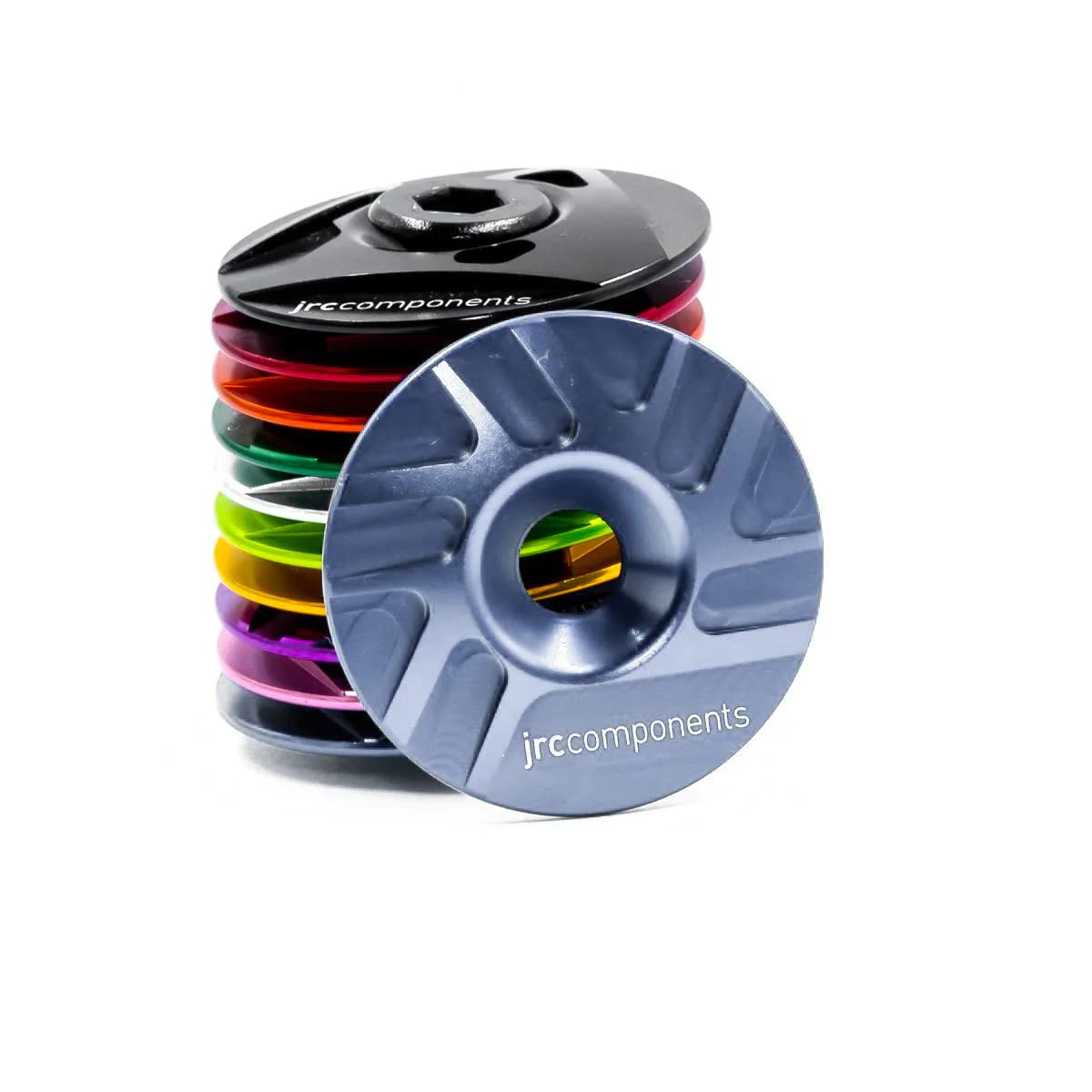 'JRC Components Headset Stem Top Cap | Lightweight Aerospace Grade 6061-T6 Aluminium Topcap & Bolt | Compatible with All Road & Mountain 1-1/8'' Steerer'