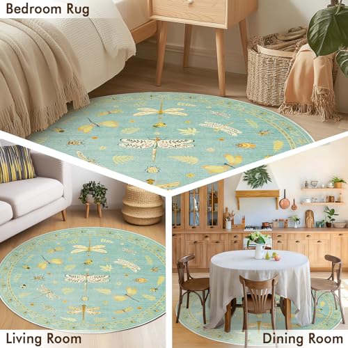 Tapete redondo lavable 4' antideslizante boho verde miniatura 4