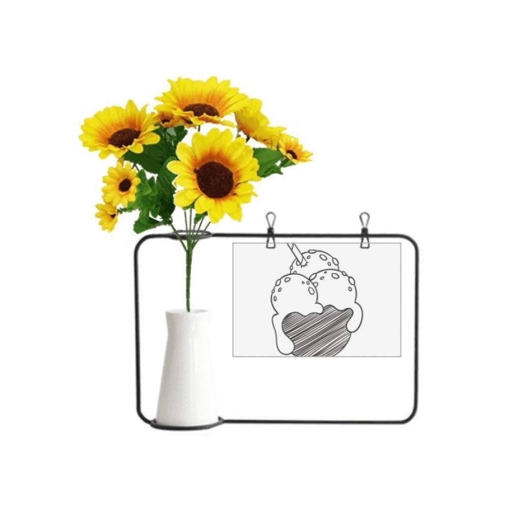 Tournesol artificiel sous boule de glace et carte de voeux pour anniversaire