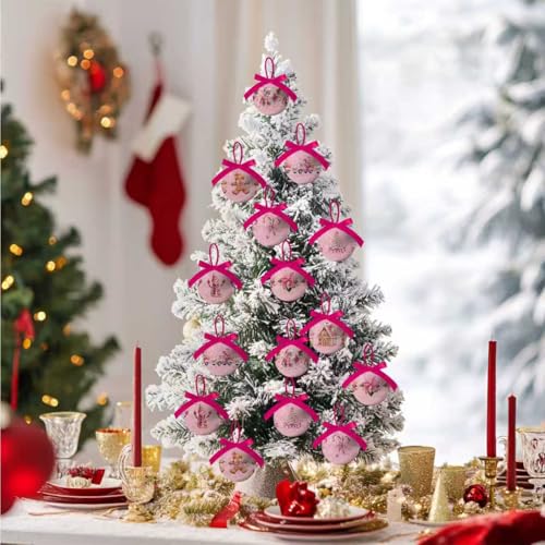 Decoración de Navidad rosa y bolas de decoración lindas de 1.18 pulgadas 6