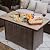Nuu Garden Outdoor 43 Inch 50,000 BTU Propane Gas Fire Pit Table, Ceramic Tabletop, Water Proof Oxford Cover, Glass Fire Pit Wind Guard, Glass Beads, Lid Included, Dark Brown and Coffee
