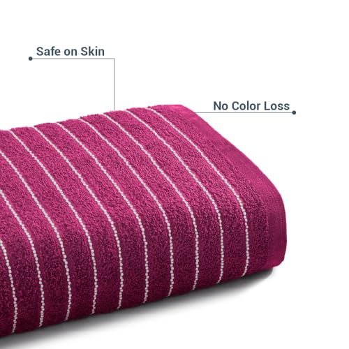 Image of Welspun 2-in-1 Towels for Bath Large Size | 100% Cotton Bath Towel | 250 GSM | High Absorbency & Quick Dry | Soft Feel | Bath Towel for Men & Women | 70 x 150 cm | Dark Red