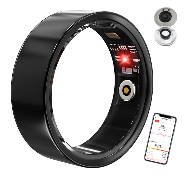 Thafikzi Smart Ring for Men Women with Sleep/Heart Rate/Blood Oxygen Monitor, Pedometer, No Subscription Fee,IP68 Waterproof Fitness Tracker for iPhone &Android (Black, 8)-image-21
