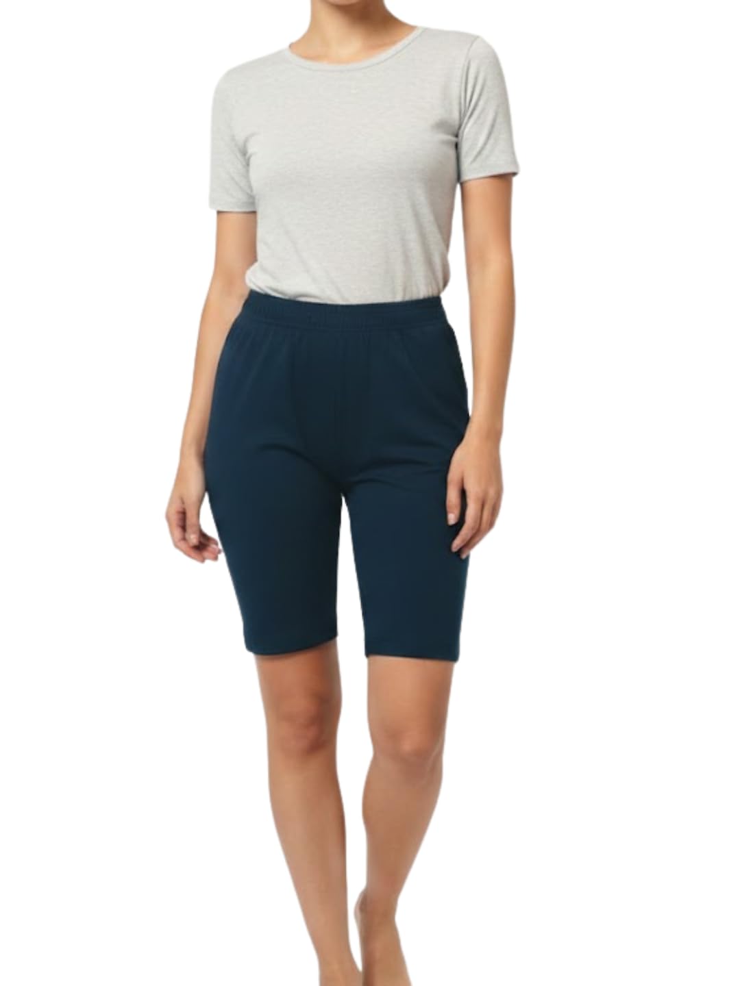 Women Hosiery Cotton Cycling Shorts | Soft Stretchable Knee Length Shorts for Workout, Casual Wear & Daily Comfort | Navy Blue-picture-40