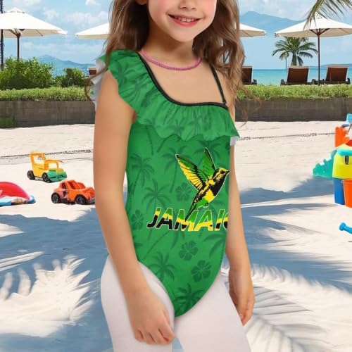 Image of Girls Swimsuit One Piece Ruffle Swimsuit Non-Slip Straps UPF 50+ for Girls Size 3-14 Years