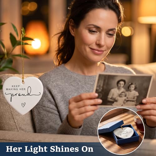 Image of Memorial Keepsake for Mom, Grandmother or Loved One, Sympathy Gift for Loss of a Special Woman, Bereavement Remembrance Gift, Keep Making Her Proud Memorial Ornament