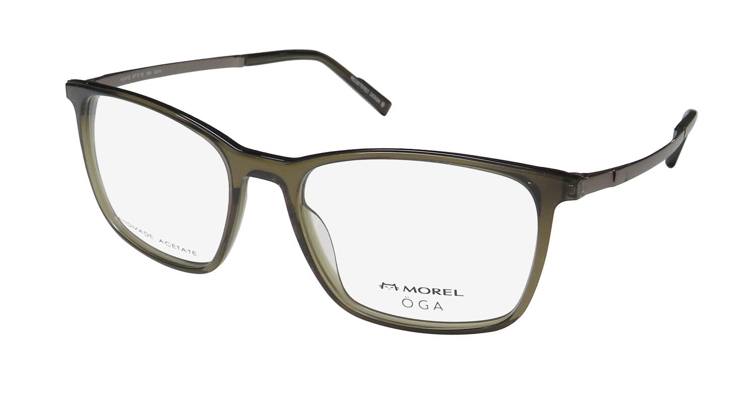 OGA 10141o Mens Oversized Full-rim Eyeglasses/Spectacles, Olive / Gunmetal, 57-18-150