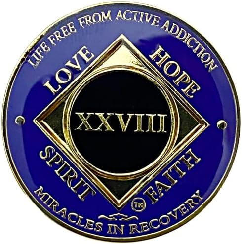 NA 28 Year Gold Color Plated-Medallion, Recovery Chip, Narcotics ...