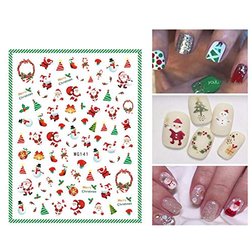 6 Sheets Christmas Nail Art Stickers 3D Snowflake Self-Adhesive Nail Decals Tree Bell Santa Claus Elk Sock Designs Sticker Xmas Winter Nails Supplies For Fingernails & Toenail Charms Nail Art Decor #TOP3