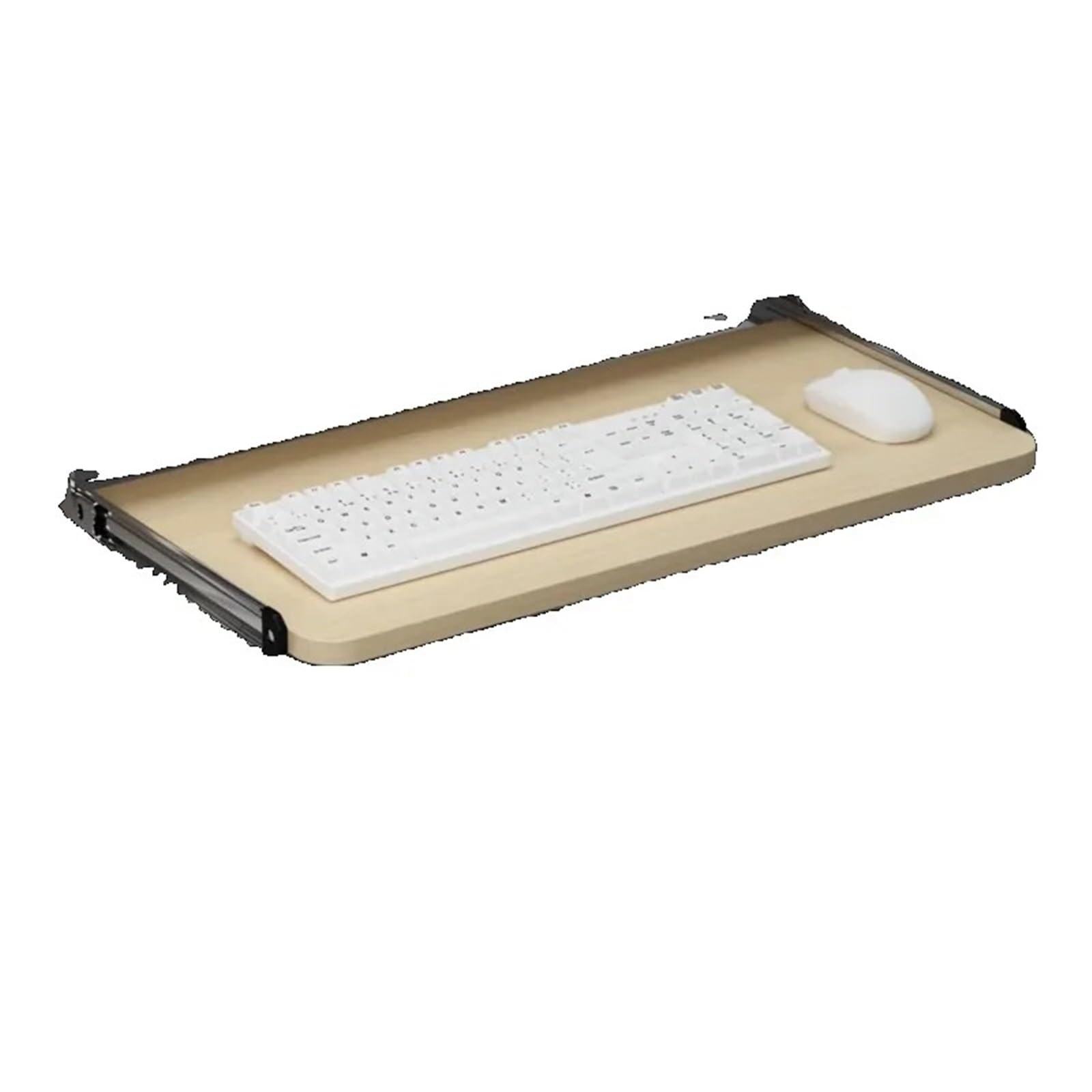 Sqqcreato Grey Under Desk Keyboard Tray Solid Wood Keyboard Tray Silent Undermount Slide Rail With Thickened Bracket Adjustable Desk Accessory(Grey)