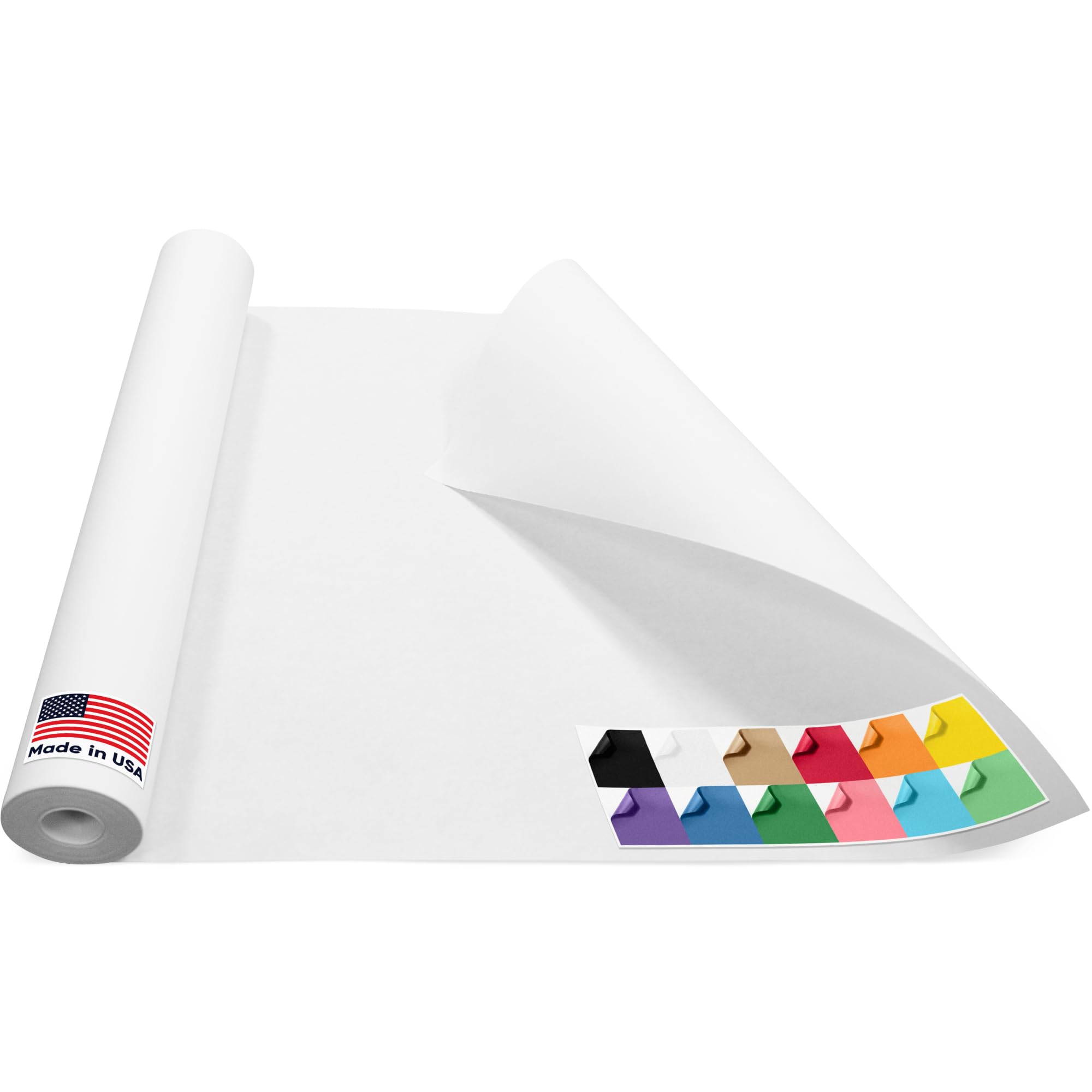 USA Made 18" x 1200" White Kraft Paper Roll, 45 lbs Thickness, American Quality Colored Kraft Paper for School, Bulletin Board Paper Roll - Odorless, Non-Toxic, Safe for Kids