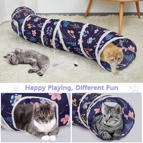 Image of Glittme Cat Tunnel - S-Shape Peekaboo Cat Cave with Toys, Foldable Tubes for Indoor Pets