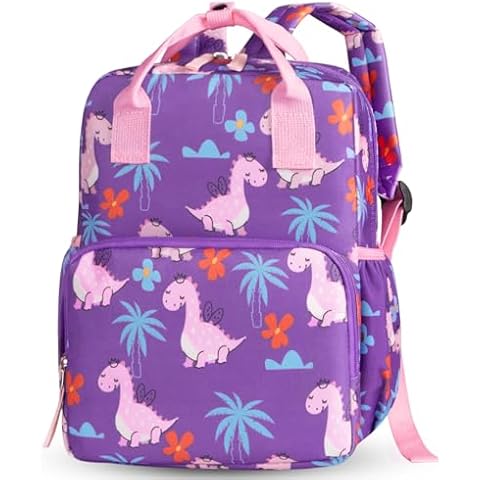 Hairao Toddler Backpacks for Girls and Boys, Dinosaur Preschool Backpack for Kids 2-6, Little Grils Kindergarten Bookbag, Daycare Backpack with Chest Strap Cover