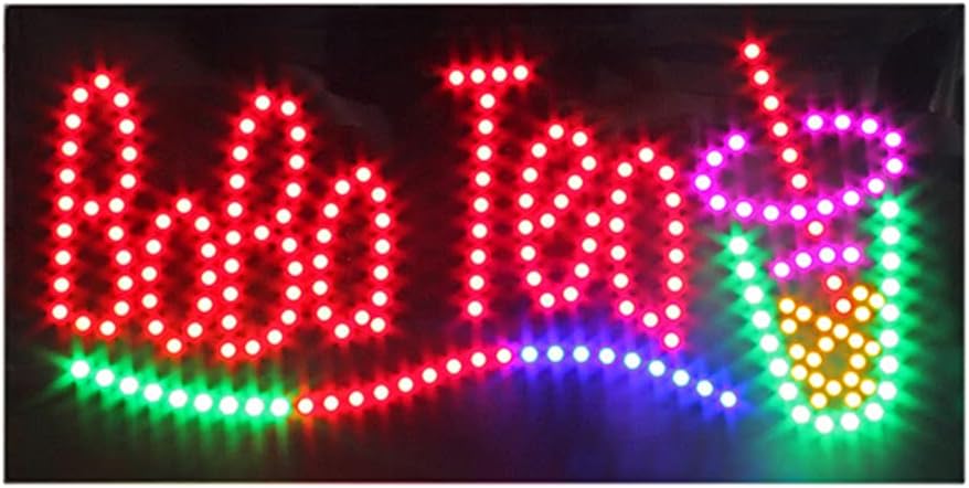 LED Boba Tea Sign for Business, Super Bright LED Open Sign for Bubble Tea Electric Advertising Display Sign for Bubble Tea Business Shop Store Window Home Decor. (HSB0470)
