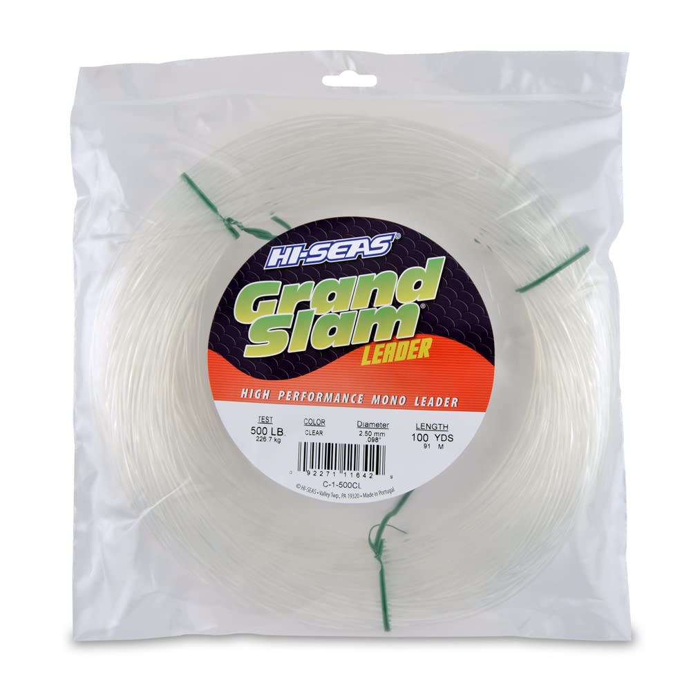 HI-SEAS Grand Slam Monofilament Fishing Leader - Superior Strong Clear Black, for Freshwater &amp; Saltwater Big Game Bottom Fishing, Trolling