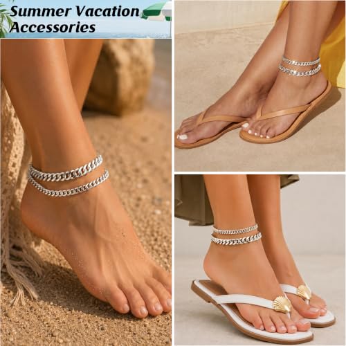 Image of DEARMAY Gold Ankle Bracelets for Women Waterproof, Non Tarnish 14K Gold Plated Beaded Link Chain Anklets, Layered Summer Beach Jewelry Gifts, Dainty Bikini Outfits for Vacation
