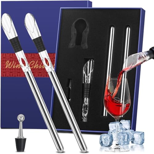 Dachiy Enfriador De Botellas De Vino, Enfriador Botellas Vino Con Varilla De Enfriamiento, Acero Inoxidable Aereador Y Vertedor