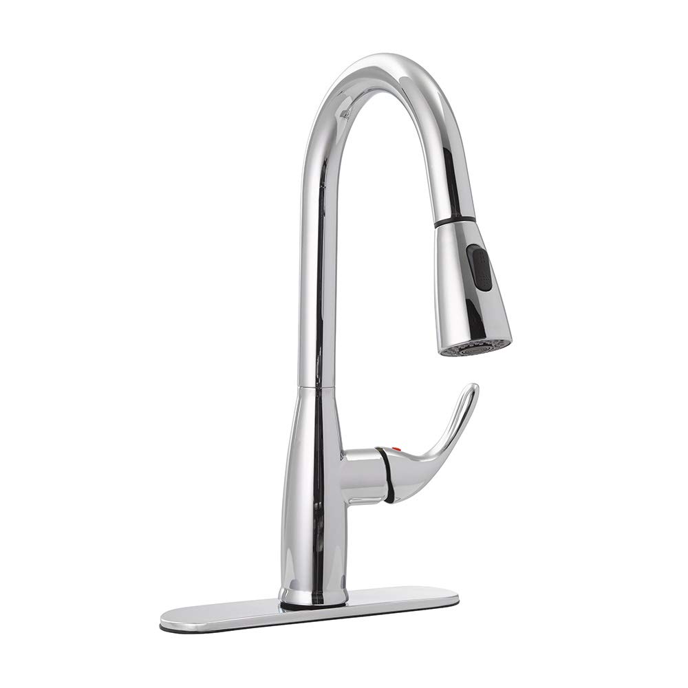 Jones Stephens Chrome Plated Hi-Arc Pull-Down Kitchen Faucet
