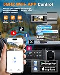 Dash Cam Front and Rear Built-in 5GHz WiFi, Dual Dash Cam with CPL Filter, 64GB SD Card, 1.47" IPS DashCam with App Control, 360°Rotation, Night Vision, WDR, 24H Parking Mode, G-Sensor, Loop Recording