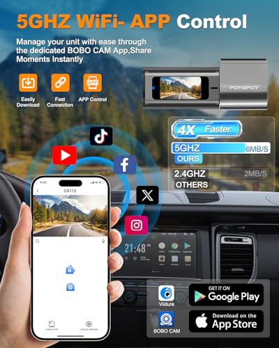 Image of Dash Cam Front and Rear 4K, Built-in 5GHz WiFi with CPL, Dual Dashcams for Cars with 64GB Card, 24H Parking Mode, WDR, Ultra HD Night Vision, G-Sensor, Loop Recording, App Control, Support 256GB Max
