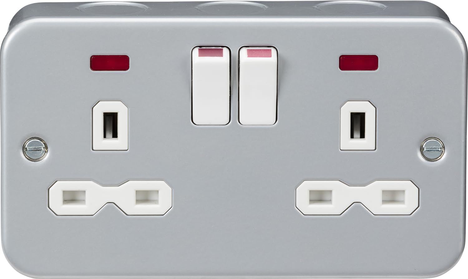 Knightsbridge Grey Knightbridge Metal Clad 13A 2G Dp Switched Socket With Neon