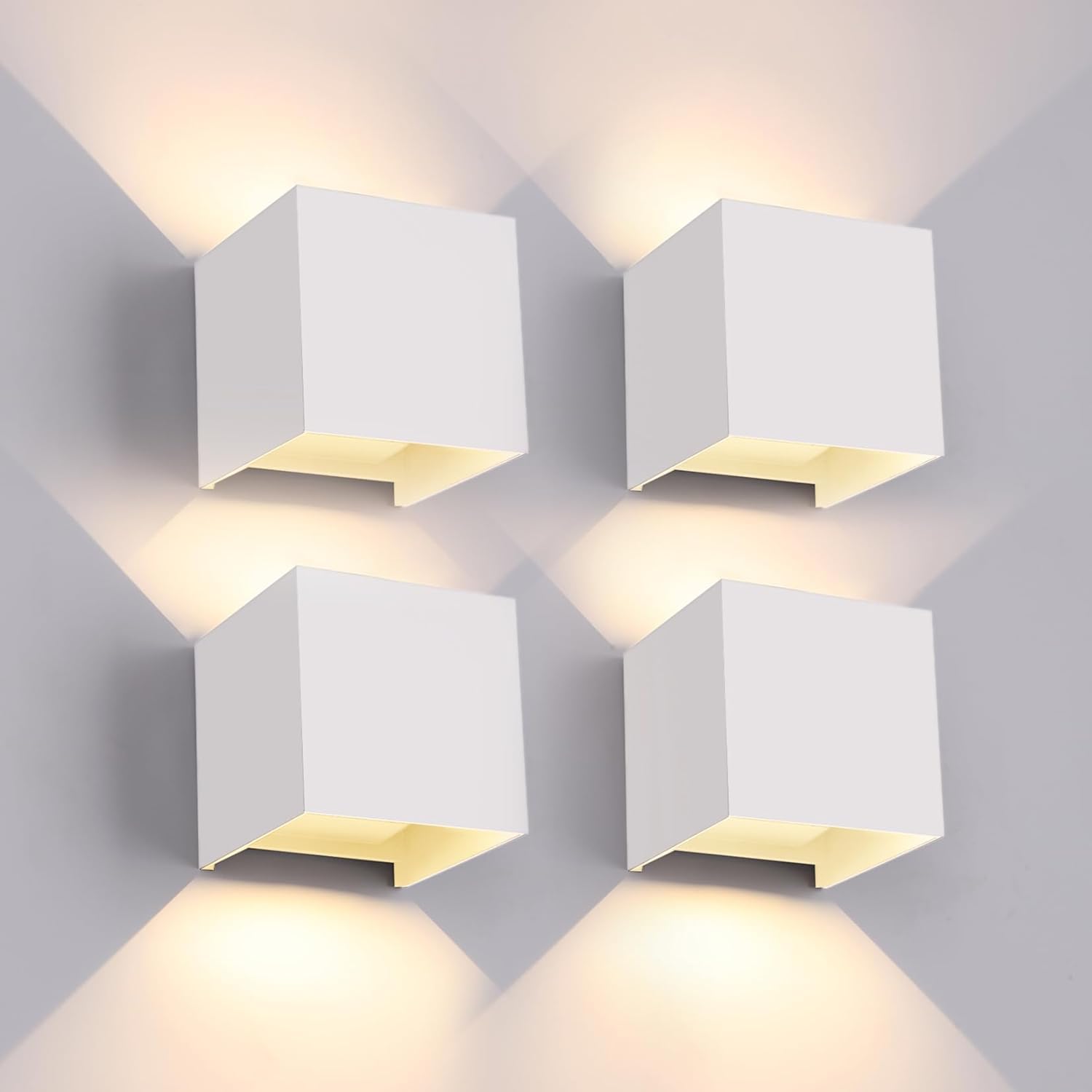 Kit 4 Applique LED da Esterno Bianca attacco G9 IP65 Cubo Alluminio Fascio Regolabile Up Down Lampada Parete Moderna 10x10x10 cm Lampadina non inclusa Max 12W (4)