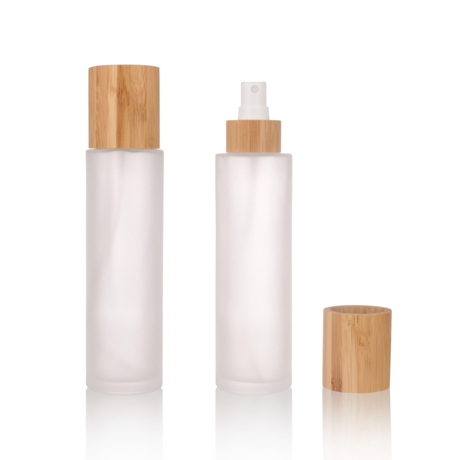 COSIDEA 12 szt. pusta 150 ml bambusowa pokrywka butelka z rozpylaczem ze szkła mgiełkowego z cienką głowicą odstraszającą mgiełkę do pojemników na przybory toaletowe w płynie, butelki z tonerem