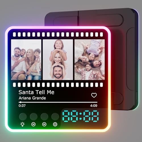witfox Imanes Personalizados Nevera con Música, Luces y Reloj - Iman Personalizado con Foto y Canción de Spotify - Regalo Music Magnet para Parejas, Mujer y Hombre en Navidad & San Valentín - 3 Fotos
