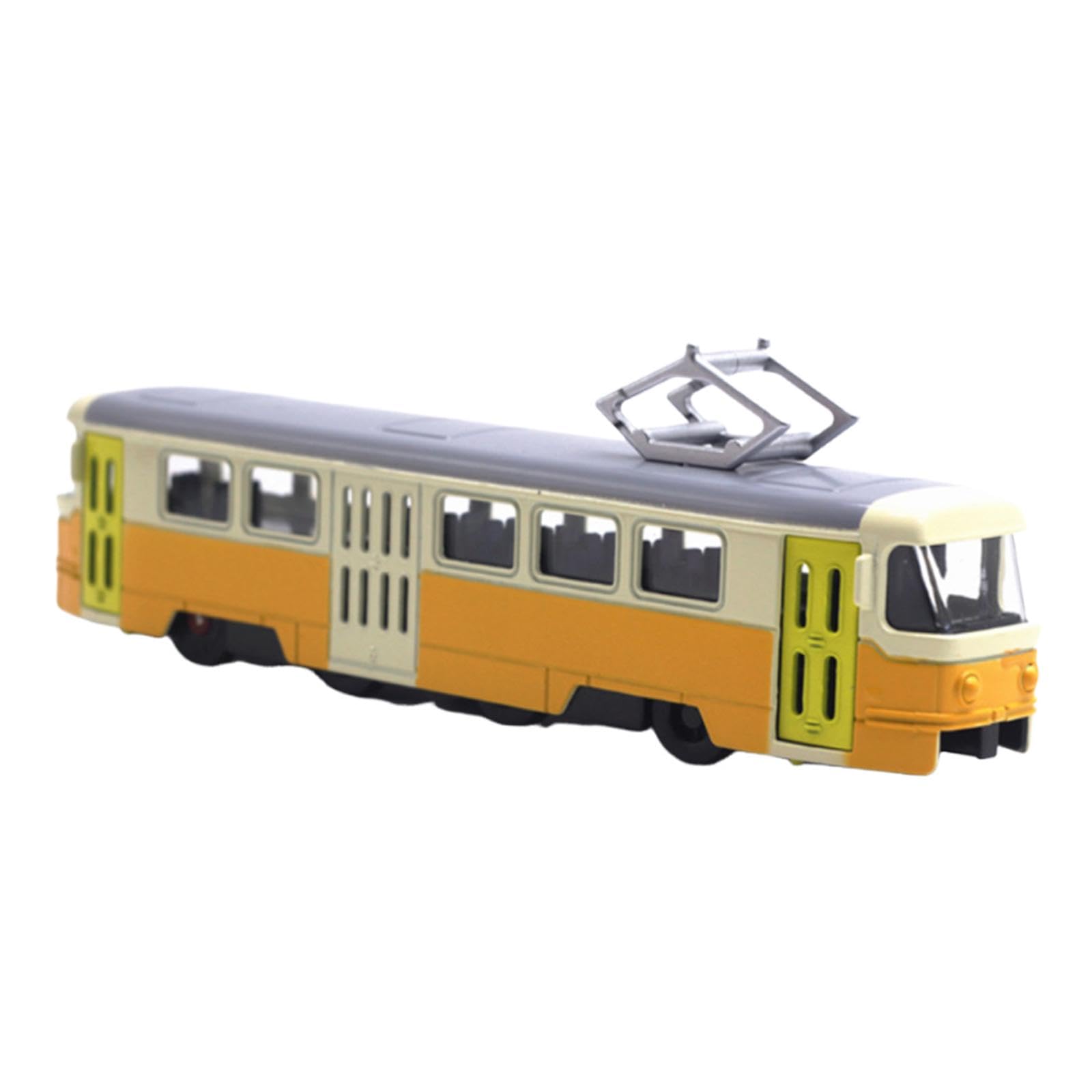 pistro Miniatur Straßenbahnmodellfahrzeug Spielzeug 1:90 Skala Sammler Geschenk mit 2 offenbaren Türen Ornament- Gelb