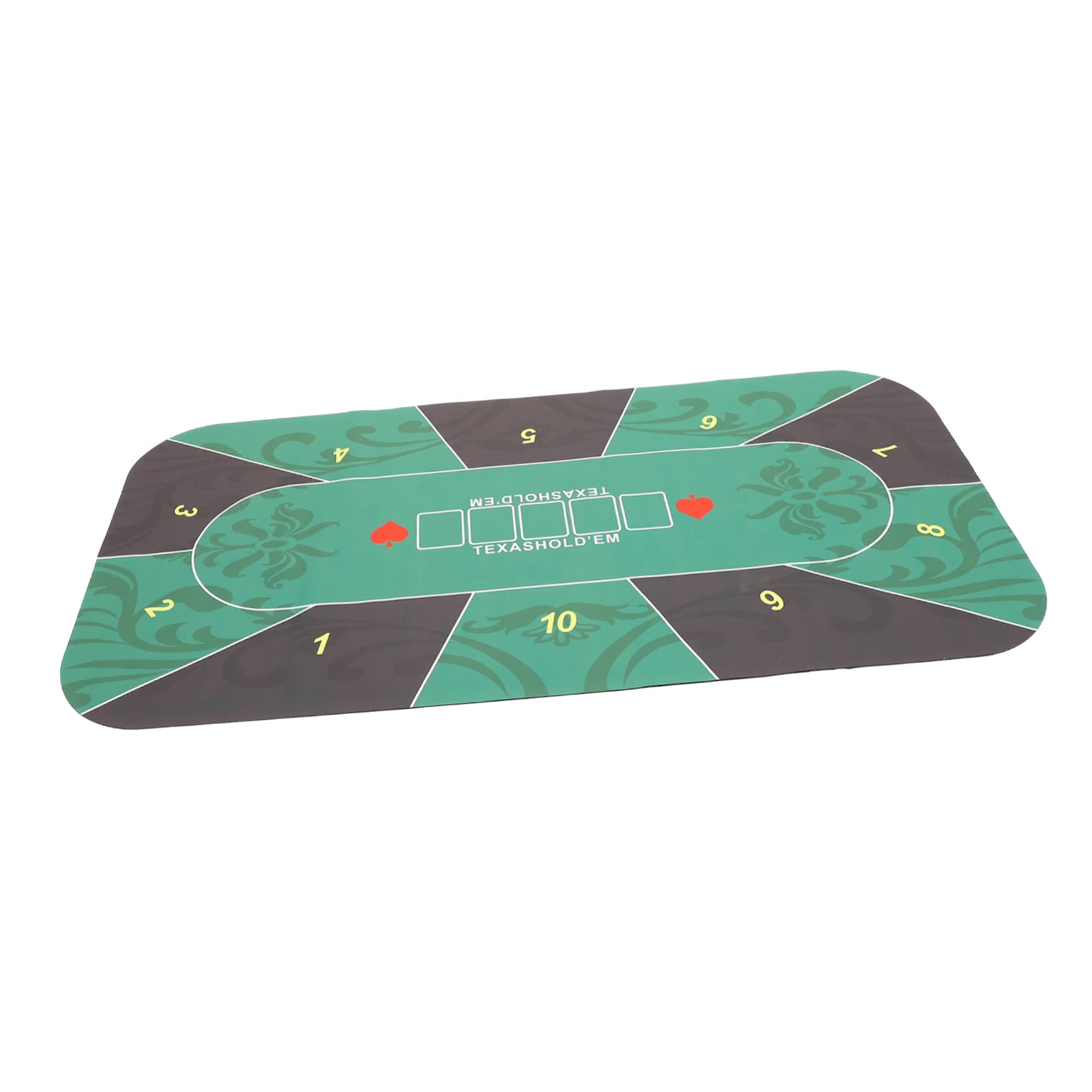 Milisten Grüne Poker Spieltischmatte aus Gummi für 10 Personen, Rechteckig