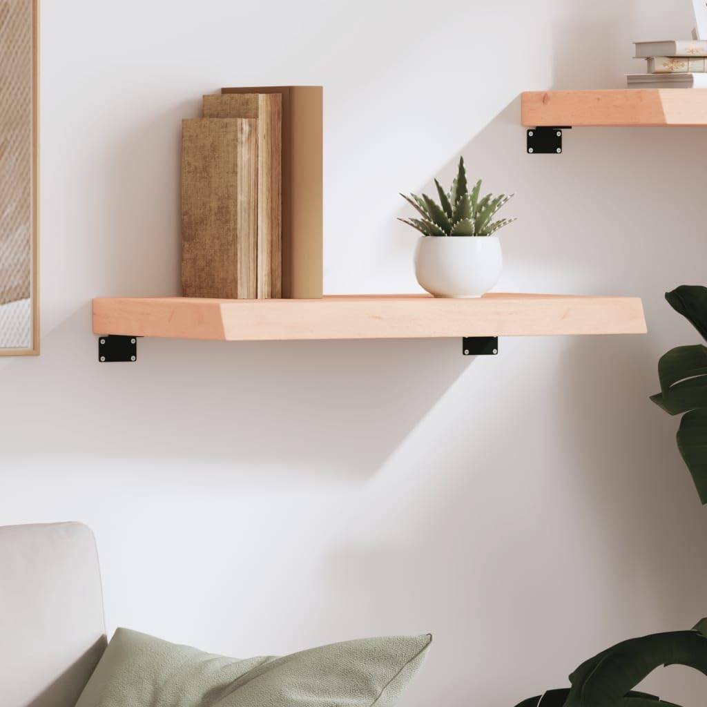 YUANCHUTOP Floating Shelves with Live Edge, 60x30cm Oak Wood Living Room Wall Shelf, Rustic Floating Shelf Decor for Wall Home Bedroom Kitchen Bathroom, Natural