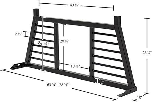 Miniatura 3 de Estante de acero con media lamas para dolor de cabeza, diseño universal para caja de camioneta de 59 a 74.5 pulgadas de ancho, recubrimiento en
