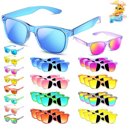 Vcarsian Party Favors Kids Sunglasses Bulk - 24 Pack Boys Girls Sun Glasses Age 3-8 with UV Protection Goodie Bags Stuffers