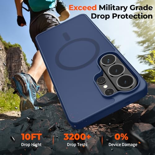 Image of SUPFINE Magnetic for Samsung Galaxy S26 Ultra Case with Screen Protector, (Built-in Magnets) (Military Grade Drop Protection) Slim Translucent Shockproof Phone Case,Sapphire Blue