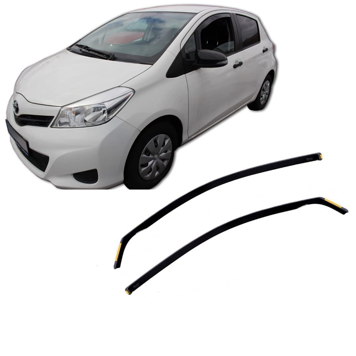 J&J AUTOMOTIVE Deflettori d'Aria per Toyota Yaris 5-Porte Berlina 2011-2019, Set da 2 Pezzi, Nero Fumé Oscurato Heko