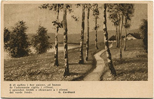 Primi '900 G. Carducci Poesia Zaffiro Fior Paiono Verde Fondo Paesaggio FP B/N Cartolina Postale