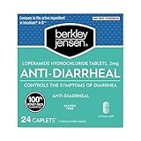 berkley jensen Anti-Diarrheal Medicine - Loperamide Hydrochloride 2 mg Diarrhea Relief Caplets - Control Symptoms of Diarrhea Including Travelers' Diarrhea, Easy-to-Swallow Anti-Diarrhea Pills, 24 Ct