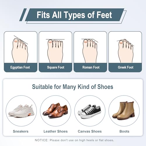 Image of Shoe Filler for Too Big Shoes Women Men, Toe Cushion Pads to Make Shoes Smaller, Shoe Size Reducer Spacers for Loose Shoes, Toe Inserts for Pain Relief (White, S: Half Size Too Big, 1 Pair)