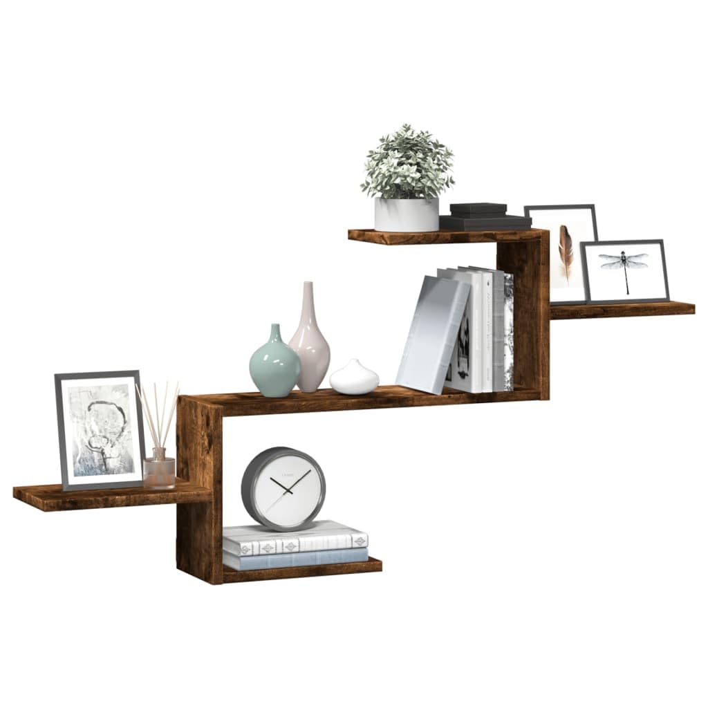 Mensola da parete in legno di rovere affumicato, 104 x 15 x 49 cm, mensola sospesa e mensola sospesa per soggiorno, camera da letto, cucina e bagno, 20 kg
