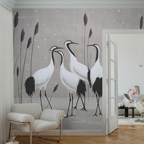 Papel tapiz autoadhesivo dormitorio 152x104 decoración pared salón moderna grullas 4