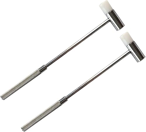 Martillo pequeño de doble cabeza, 7 pulgadas, cabeza de plástico y cabeza de metal, agarre de plástico negro, mazo de joyería de doble cara, mini