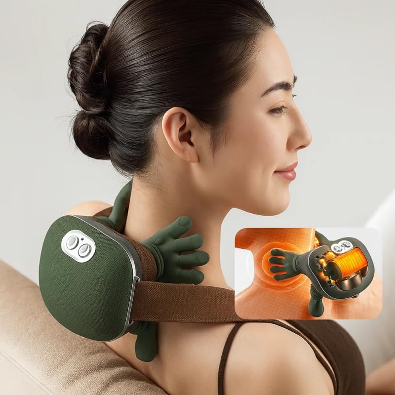 Siasoo Massagegerät Nacken Schulter, Shiatsu Nackenmassagegerät mit Wärmefunktion Tragbar für Tiefenentspannung Zuhause Büro Auto,lindert Beschwerden am Hals