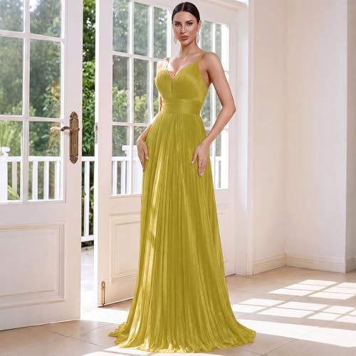 Image of Sexy Backless Maxi Formal Dress for Women with Sequin, Sleeveless Pleated Evening Gowns for Wedding and Cocktail