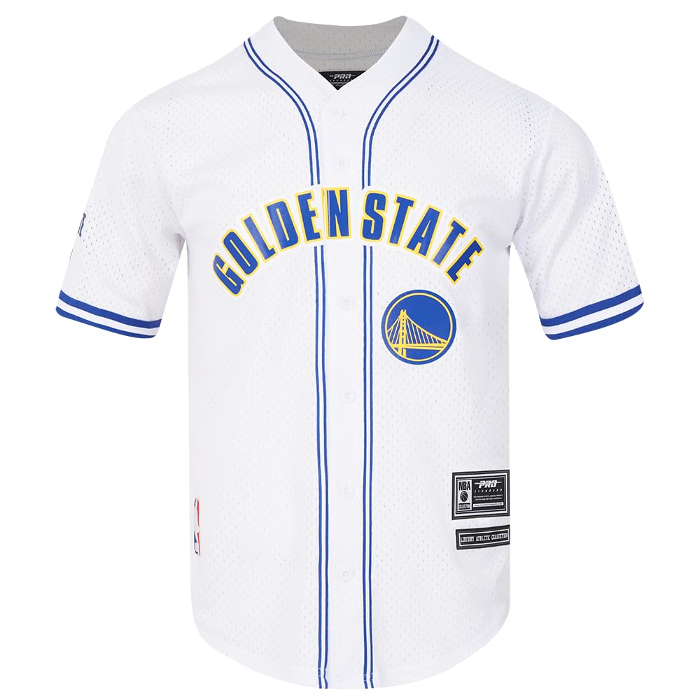 Pro Standard Mens NBA Golden State Warriors Mesh Button Down Mesh Top White/Royal Blue M