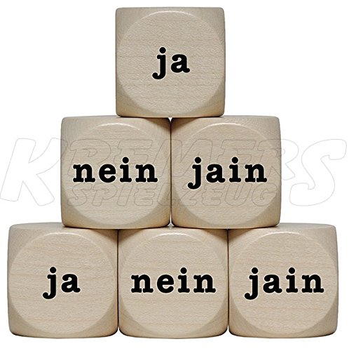 Preisvergleich Produktbild 1x "ja-nein-jain"-Würfel, Holzwürfel